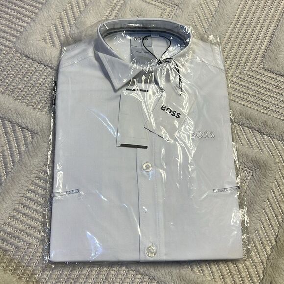 BOSS - Cotton Oxford Embroidered Logo Regular Fit Dress Shirt - Picture 5 of 5